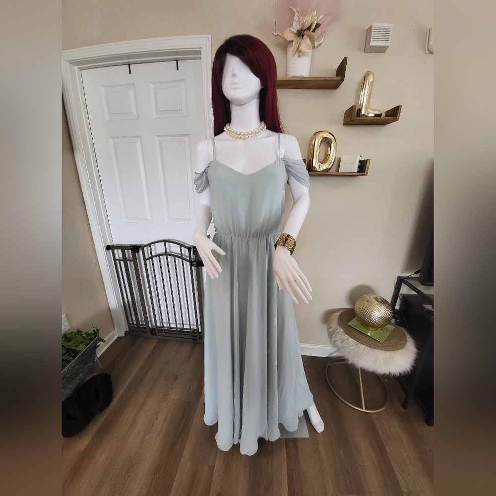 Elegant Light Blue Off-Shoulder Dress